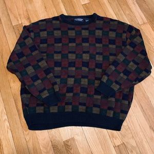 VINTAGE CHECKERED CREWNECK SWEATER SIZE XL!